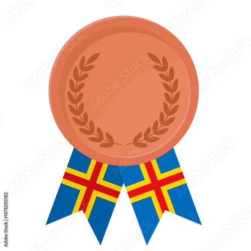 Bronze award medal with Aland flag ribbons for winners