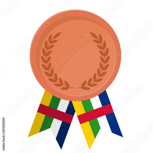 Bronze award medal with Central African Republic flag ribbons for winners