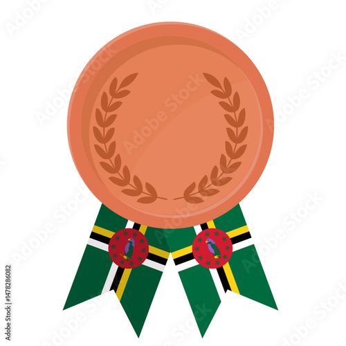 Bronze award medal with Dominica flag ribbons for winners