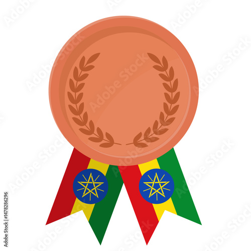Bronze award medal with Ethiopia flag ribbons for winners
