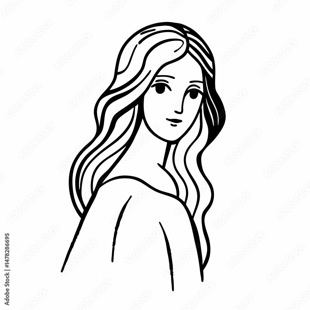 Elegant Woman Portrait Line Art Elegant Woman Portrait Line Art