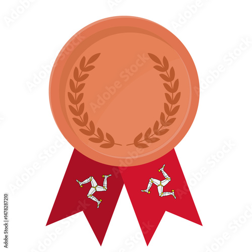 Bronze award medal with Isle of Man flag ribbons for winners