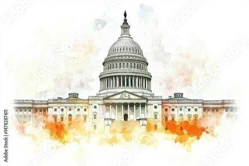 Watercolor rendition of the US Capitol Building (1)