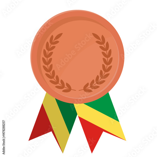 Bronze award medal with Republic of the Congo flag ribbons for winners
