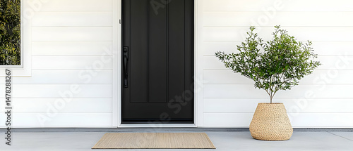 Modern Exterior Front Door With Plant