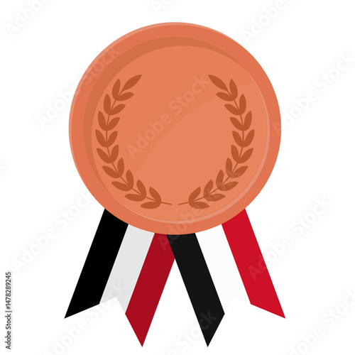 Bronze award medal with Yemen flag ribbons for winners