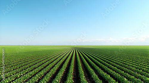 Aerial View Of Green Soybean Field Under Sunny Sky
