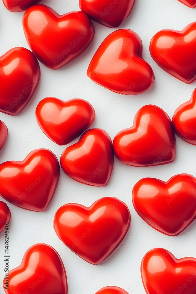 Fototapeta premium Red Heart Shapes Background Valentines Day Love Romance