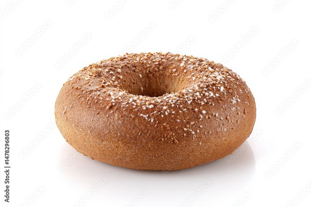 Whole wheat bagel sprinkled with seeds. Whole wheat bagel sprinkled with seeds.