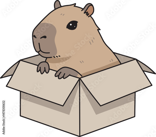 Capybara in a Box Illustration