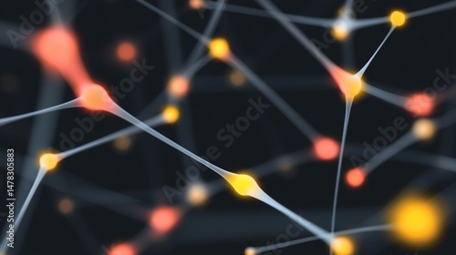 Obraz na płótnie An abstract representation of neural networks with interconnected nodes where some nodes glow to indicate successful generalization across tasks while others remain dim symbolizing w salonie