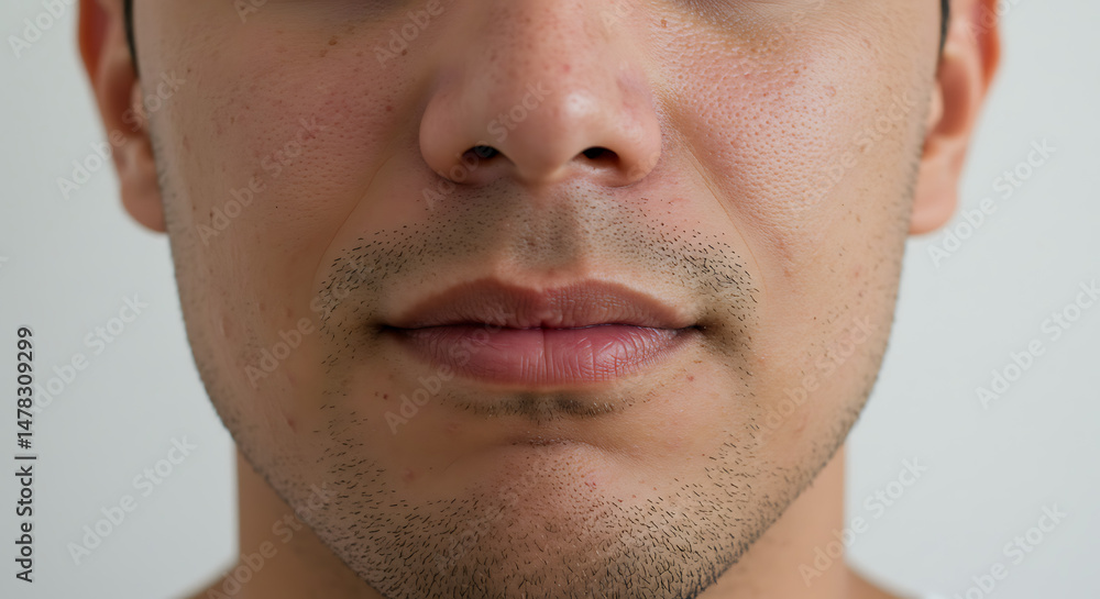 Fototapeta premium Close Up Shot Of Face Mouth Nose