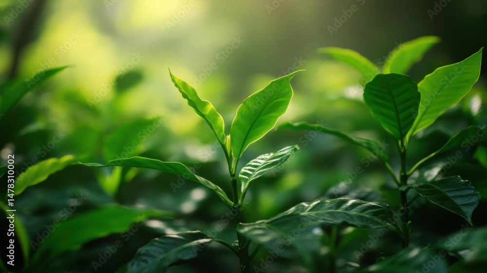 Observe Young Plant In Field With Intense Light and Agriculture Concept Observe Young Plant In Field With Intense Light and Agriculture Concept
