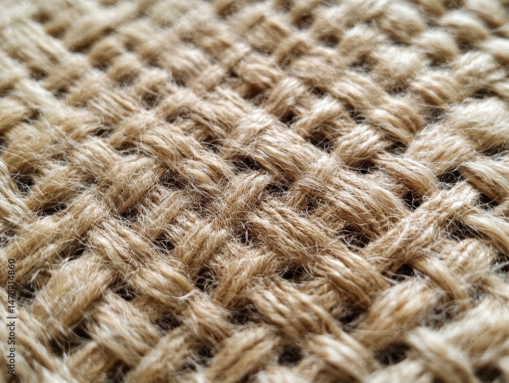 Fototapeta premium Close-up View of Natural Fiber Weave Texture in Earthy Tones