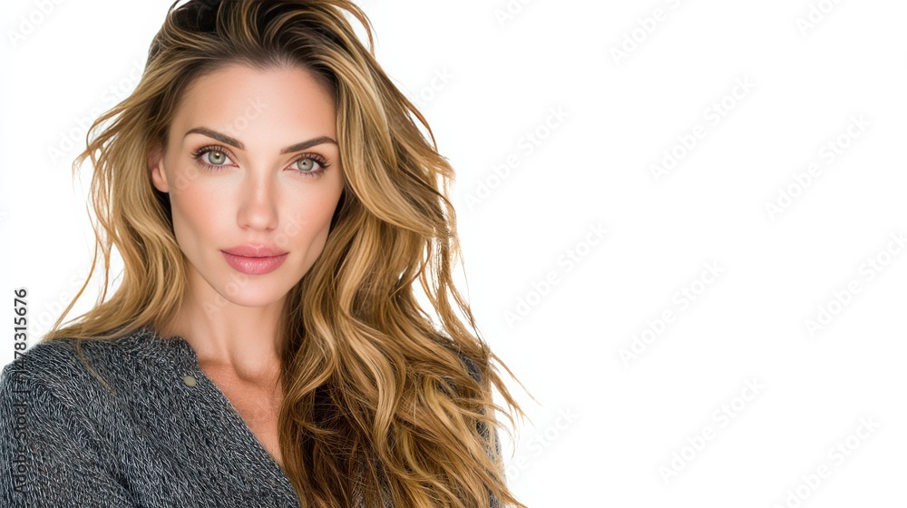 Stunning Portrait of a Beautiful Woman with Long Hair and Natural Makeup Stunning Portrait of a Beautiful Woman with Long Hair and Natural Makeup