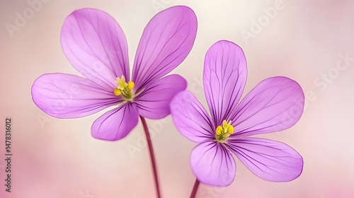 Delicate Purple Flowers Close Up Macro Photography