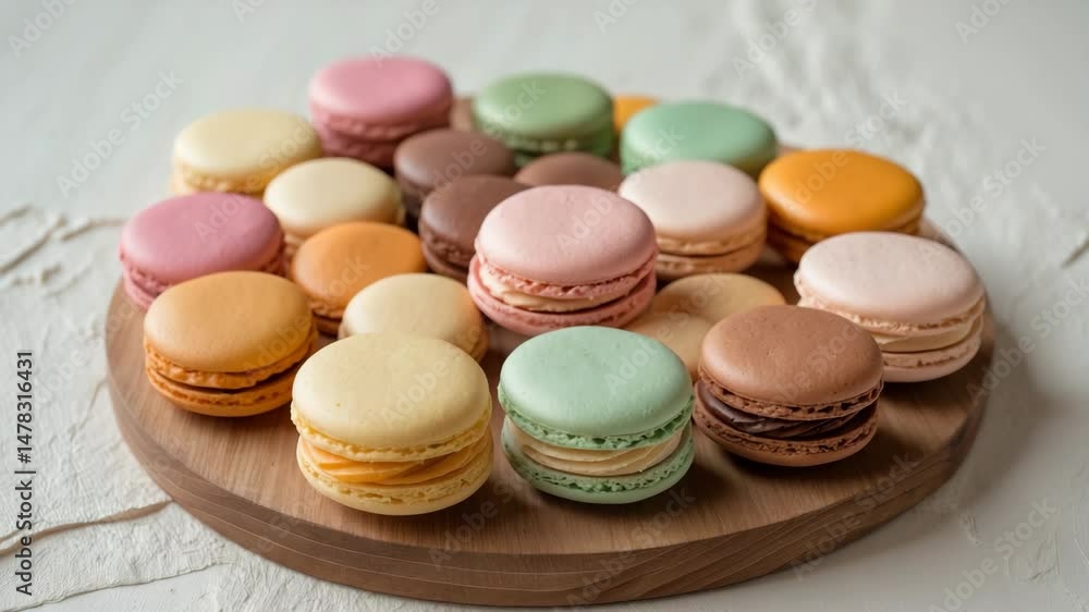 Colorful sustainable handmade natural macaroon palette displayed on a tabletop. Horizontal banner with available copy space. Colorful sustainable handmade natural macaroon palette displayed on a tabletop. Horizontal banner with available copy space.