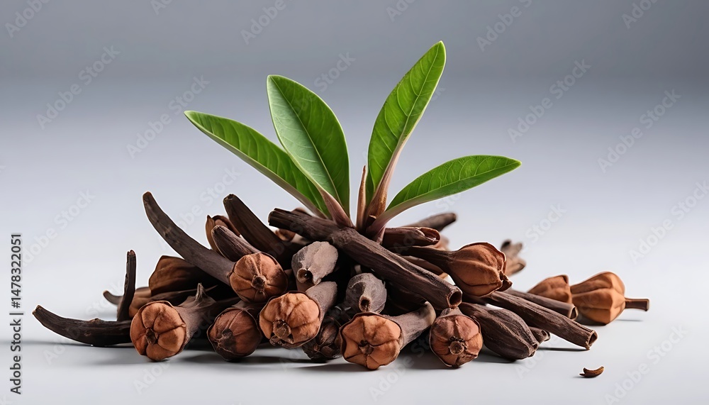 Obraz premium Clove Bud with Leaves and Twigs