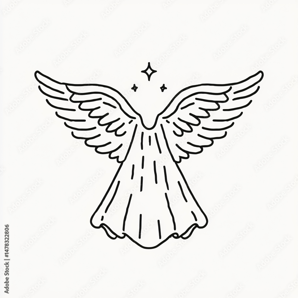 Angel Wings Lineart Illustration Vector | Spirituality Serenity Sacred Divine Grace Abstract Beauty | Ethereal Cosmic Light Mystical Fantasy | Whimsical Artistic for Modern Minimalism Design Angel Wings Lineart Illustration Vector | Spirituality Serenity Sacred Divine Grace Abstract Beauty | Ethereal Cosmic Light Mystical Fantasy | Whimsical Artistic for Modern Minimalism Design