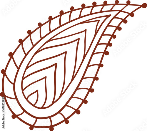 Henna tattoo doodle element on white background. Arabic ornate swirls element. Indian floral design for you