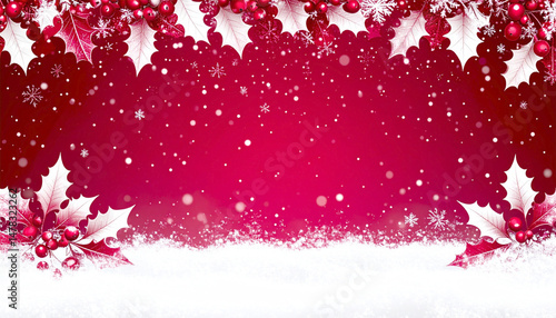 Winter holiday red background and white. AI