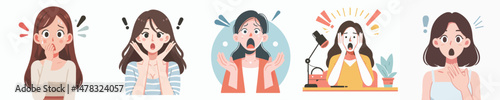 shocked woman character vector