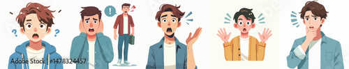 shocked man character vector