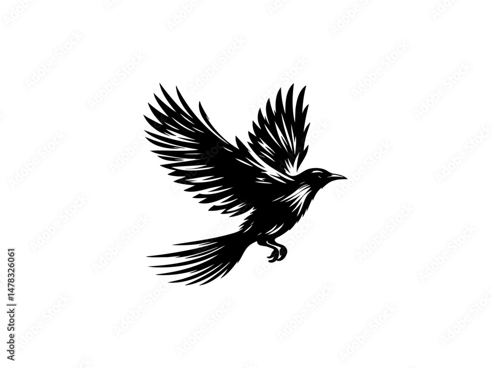 Obraz premium Bird Silhouette on Branch SVG Clipart 