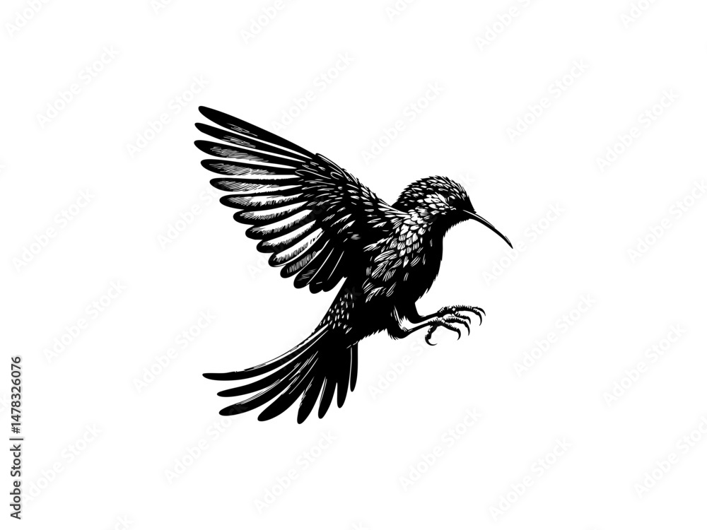 Fototapeta premium Bird Silhouette on Branch SVG Clipart 