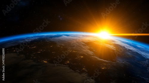 Fototapeta Naklejka Na Ścianę i Meble -  Earthrise: A Majestic Sunrise from Space