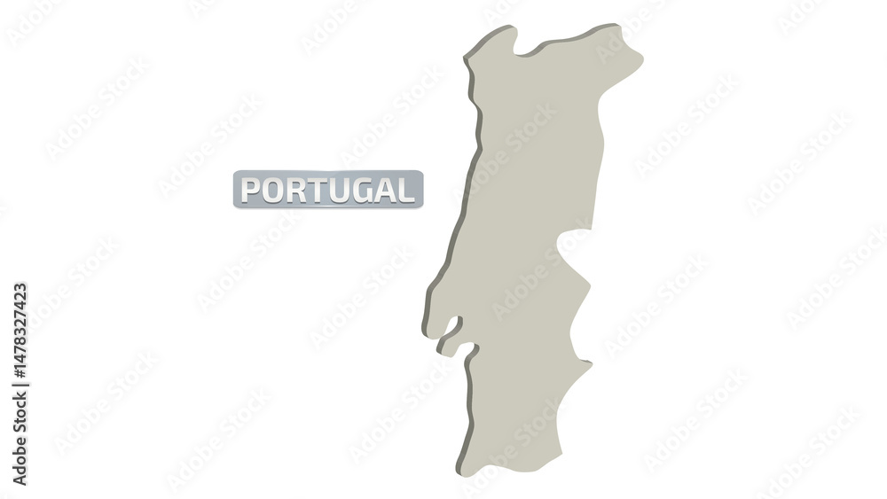 Fototapeta premium PORTUGAL MAP 3D