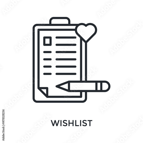 Wishlist Icon Outline Style. Vector Illustration For Graphic Design