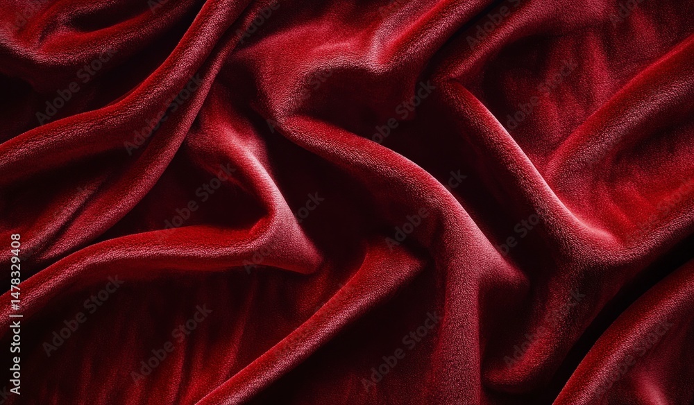 Obraz premium Luxurious Smooth Textured Red Velvet Fabric with Gentle Waves