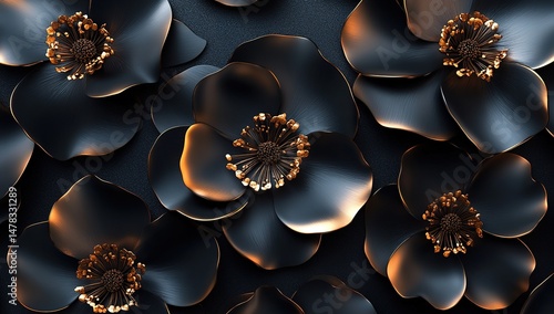 Dark And Gold Flowers Design