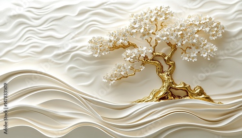 Elegant Gold And White Decorative Tree Design