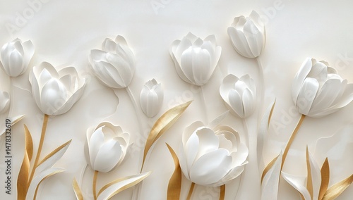 Elegant White Tulips With Gold Accents