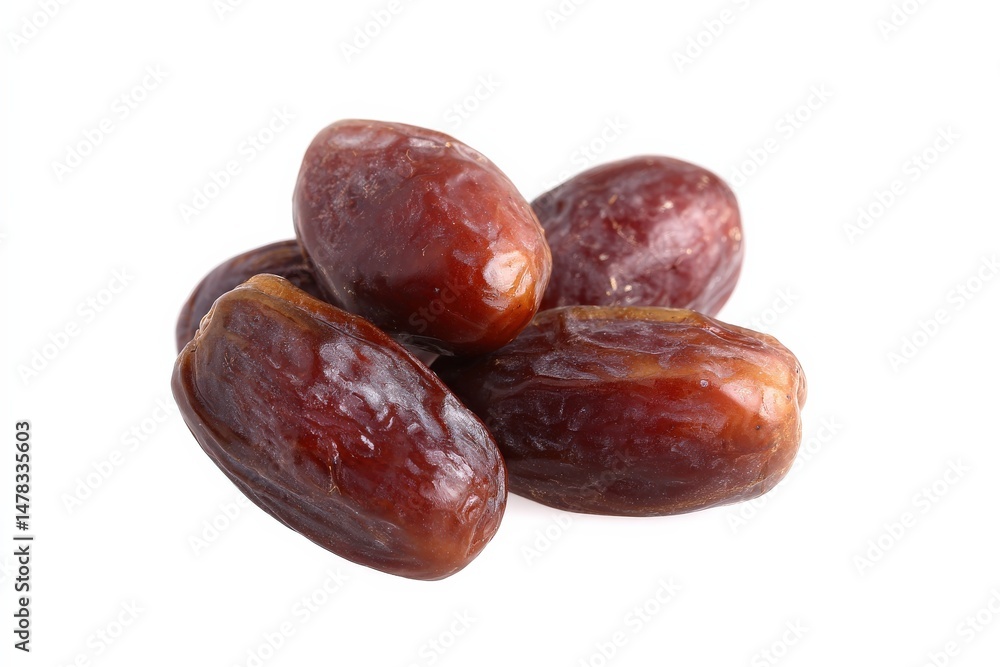 Obraz premium Close-up of several dates, showing their rich, dark brown color and wrinkled texture.
