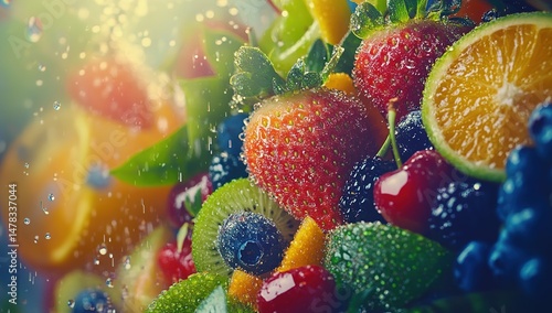 Colorful Fresh Fruit Splash Display
