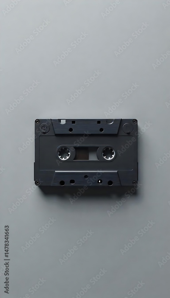 Obraz premium Generative AI Audio Cassette Tape on Neutral Gray Background minimal style