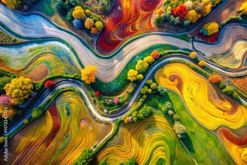 Aerial Abstract Hand-Painted Patterns: Drone Photography Textures