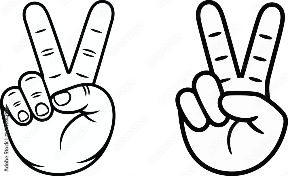 Obraz premium Peace Sign Hand Gesture Icon Illustration