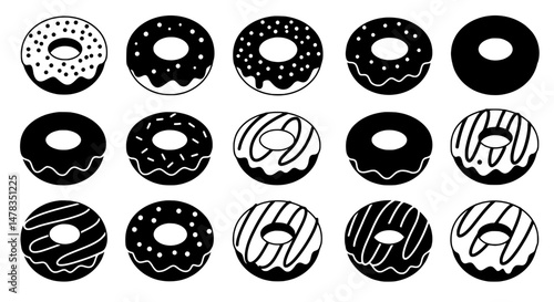 Donut Variety: A delightful arrangement of diverse donuts, each offering a unique swirl of flavors and design, inviting a sweet treat experience.