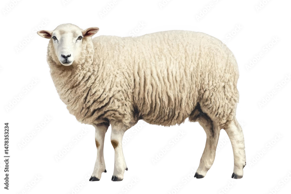 Close Up Image of a Woolly Sheep Against a Black Background Close Up Image of a Woolly Sheep Against a Black Background