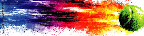 Dynamic Colorful Vector Illustration of Tennis Ball Motion with Vibrant Paint Splash Background Abstract Sports Art Design for Posters Banners Flyers Wallpapers Decor