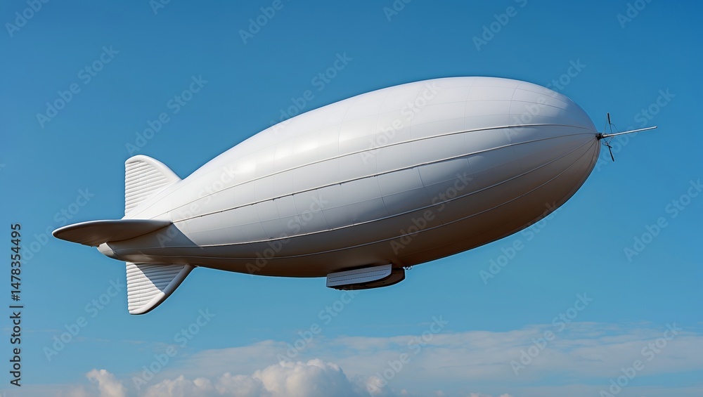Blank white blimp against clear blue sky Blank white blimp against clear blue sky