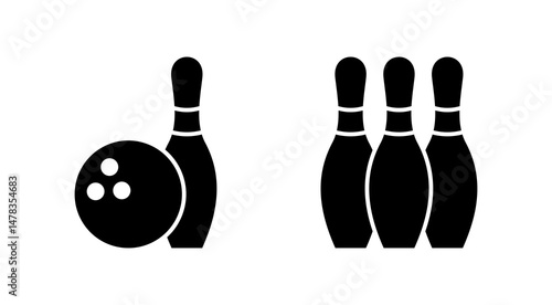 Bowling icon vector. bowling ball and pin sign and symbol.