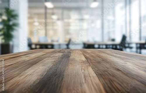 Wooden Table Top In Modern Office