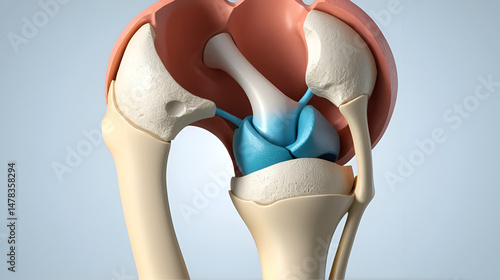 Patella osteochondral fracture, 3D illustration