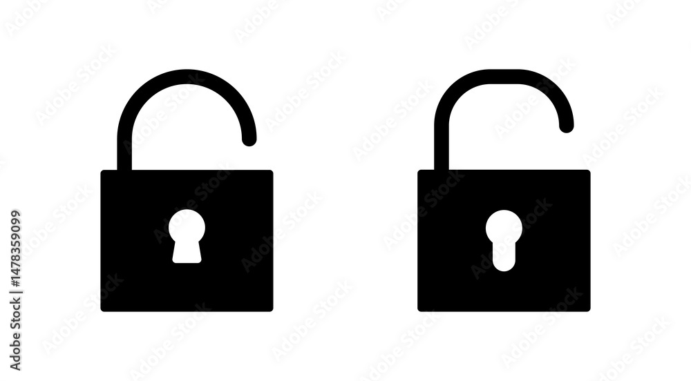Unlock icon vector. Unlock sign and symbol. unlocked padlock icon Unlock icon vector. Unlock sign and symbol. unlocked padlock icon