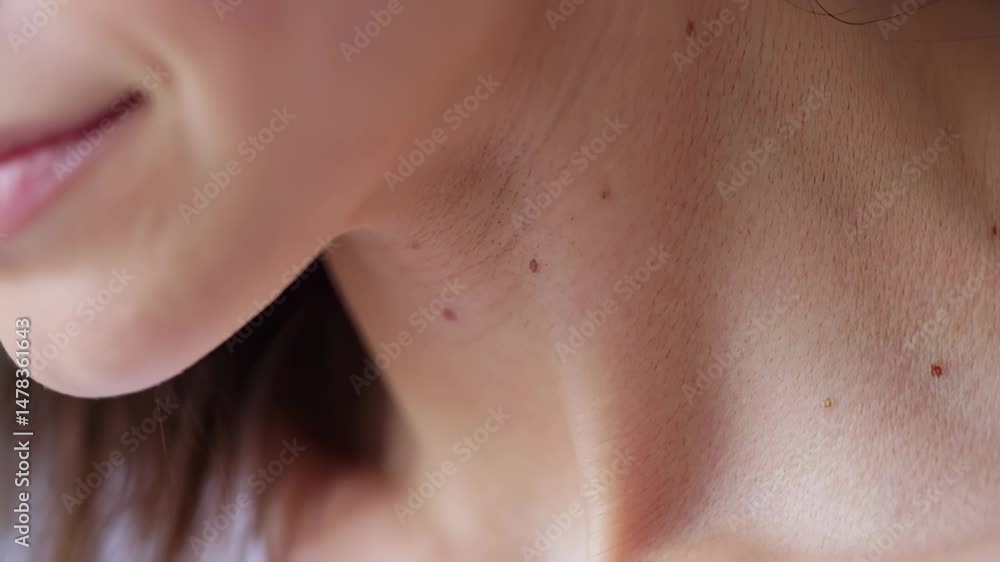 Zoom in shot close up of human neck Zoom in shot close up of human neck